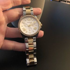Two toned fossil watch